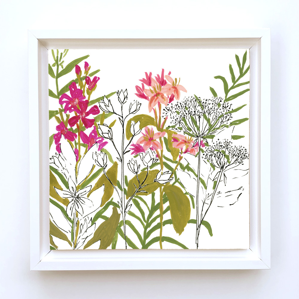 paint and ink floral square